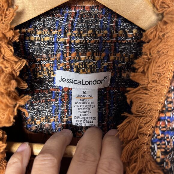 Womens 14 Boxed Wool Blend Top Fringe Trims Career Preppy Academic Office Fall - Picture 6 of 6